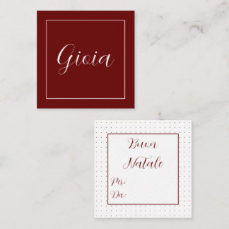Mini Burgundy Christmas Gift Tag Card
