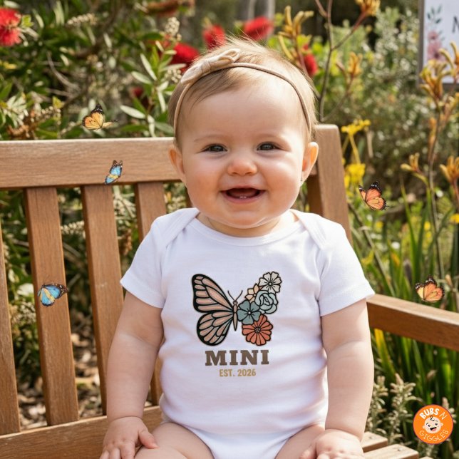 Mini Butterfly with Year Est Matching Mother's Day Baby Bodysuit (Creator Uploaded)