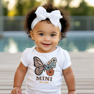Mini Butterfly with Year Est Matching Mother's Day Baby Bodysuit