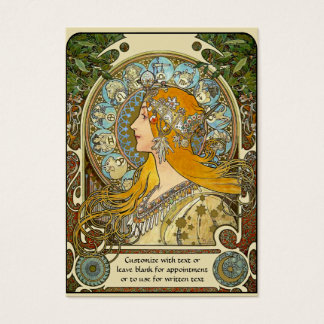 Mini Calendar Pocket Card with Mucha Zodiac design