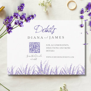 Mini Calligraphy Details Qr Code Lavender Wedding Enclosure Card