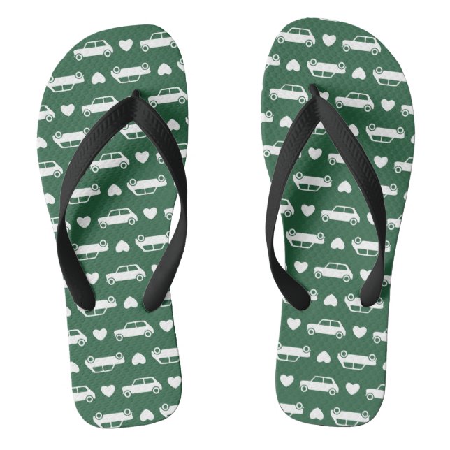 Mini Car Hearts Green Jandals (Footbed)