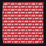 Mini Car Hearts Red Bandana<br><div class="desc">Mini Coopers paired with a hearts. If you would like different colorways or sizes, please let me know! Made for all those who love classic British cars, especially the Austin Mini, Morris Mini, etc.</div>