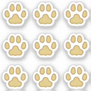 Mini Cat Paw Prints Tan Animal Tracks Stickers