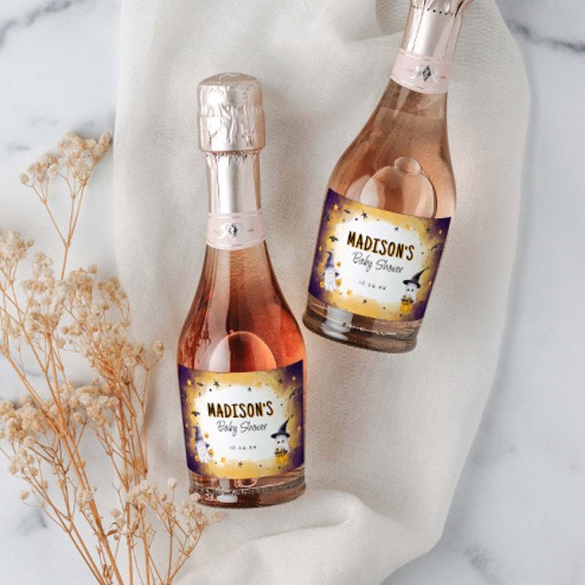 Mini Champagne Cute Halloween Baby Shower  Sparkling Wine Label (Creator Uploaded)