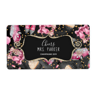 Mini Champagne Label Bridal Shower Favour Retro