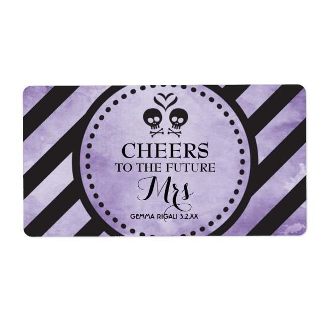 Mini Champagne Label Gothic Shower Favour - Purple (Front)