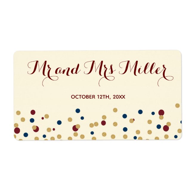 Mini champagne wine bottle label confetti wedding (Front)