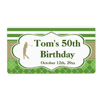 Mini champagne wine bottle label golf green gold