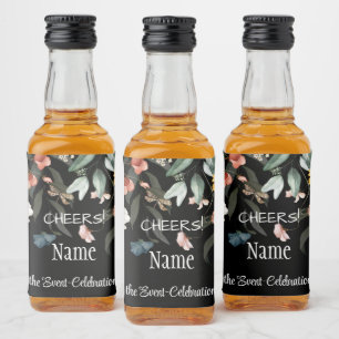 Mini Cheers Elegant Watercolor Floral Any Occasion Liquor Bottle Label