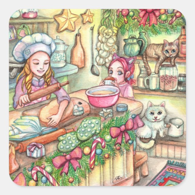 Mini Chef in the Kitchen Square Sticker (Front)