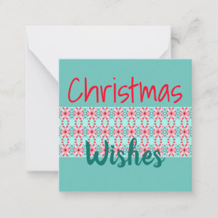 Mini Christmas Card In Teal Red and Pink