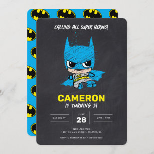 Mini Classic Batman Chalkboard Birthday Invitation
