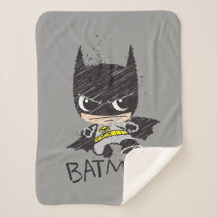 Mini Classic Batman Sketch Sherpa Blanket