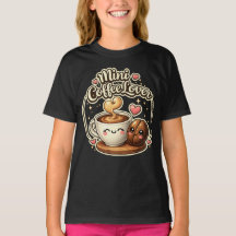 Mini Coffee Lover Cute Girls Coffee Gift Kids T-Sh