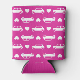 Mini Cooper Hearts - Bright Pink Can Cooler