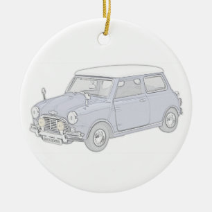 Mini Cooper Vintage-coloured Ceramic Tree Decoration