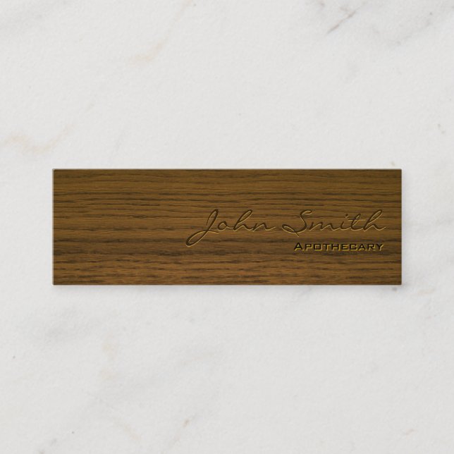 Mini Dark Wood Apothecary Business Card (Front)