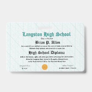 Mini Diploma - Packet Size Badge Brian  ID Badge