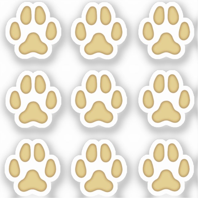 Mini Dog Paw Prints Tan Animal Tracks Stickers (Front)