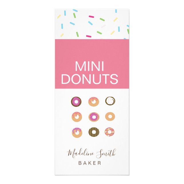 Mini Doughnuts Baker Bakery Homemade Treats Rack Card (Front)