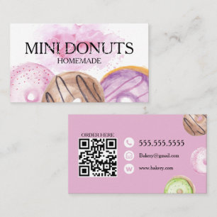 Mini Doughnuts Baker Bakery Treats Pink Business Card