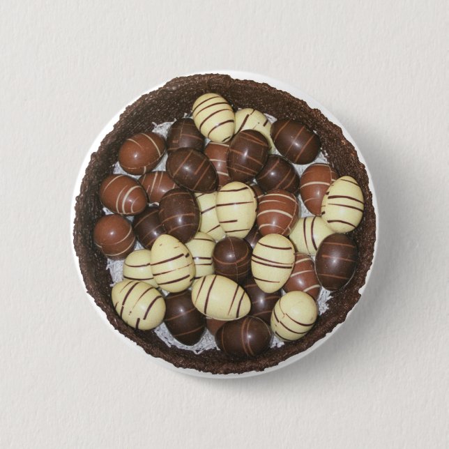 Mini Easter eggs in chocolate nest 6 Cm Round Badge (Front)