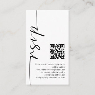 Mini Elegant Calligraphy QR Code Wedding RSVP Enclosure Card