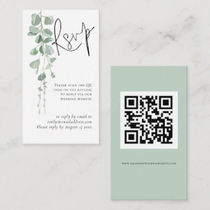 Mini Eucalyptus Script QR Code Wedding RSVP Enclosure Card
