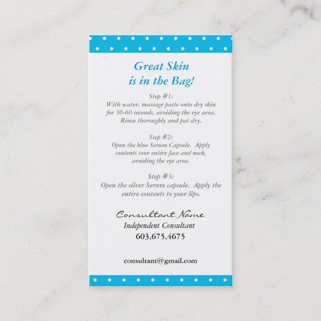 Mini Facial Instruction Card (Front)