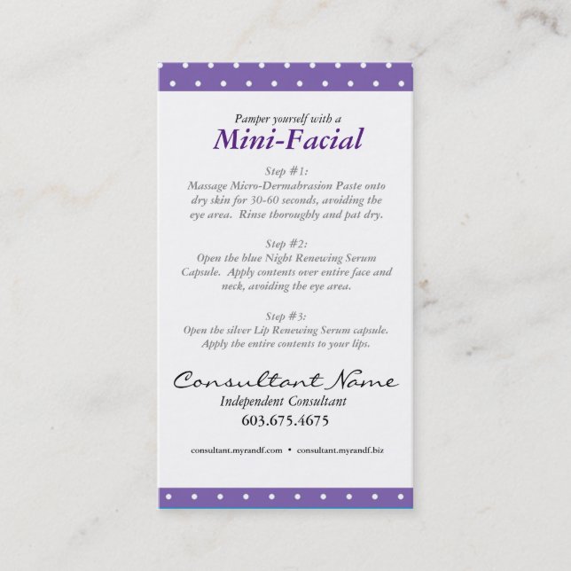 Mini Facial Instruction Card (Front)