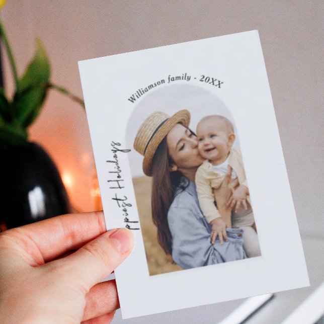 Mini Family Photo Winter Happiest Holidays Card (Creator Uploaded)