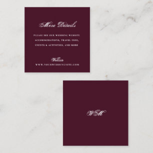 Mini Formal Burgundy Wedding Website Details Enclosure Card