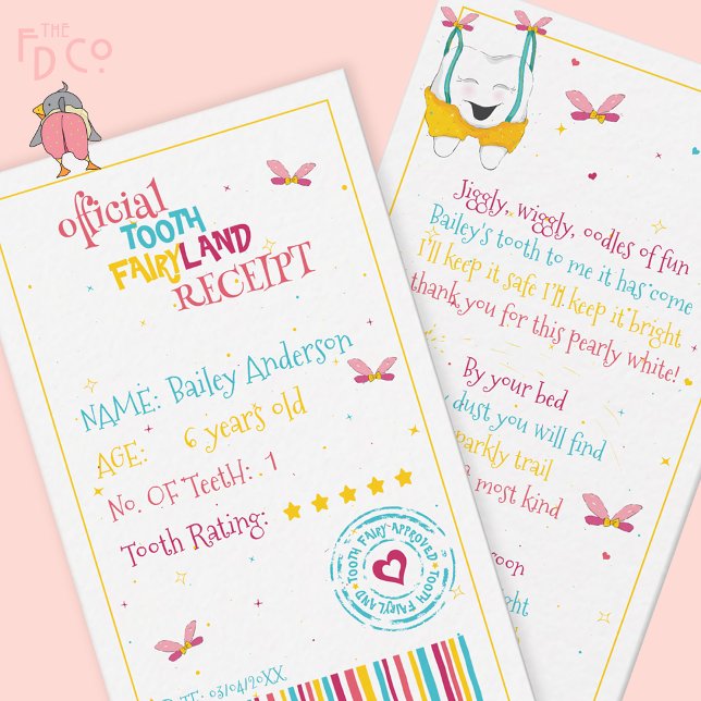 Mini Fun Tooth Fairy Receipt with A Cute Rhyme Card (Creator Uploaded)