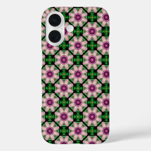 Mini Geometric Floral in Green and Pink iPhone 16 Case