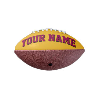 Mini GOLD AND BURGUNDY Personalised Football