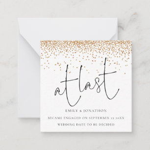 MINI Gold glitter Confetti At Last Engagement Card