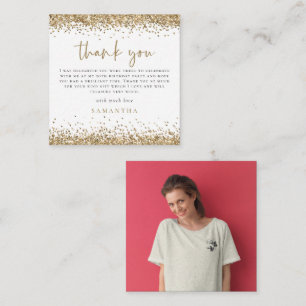 MINI Gold Glitter Photo Fiftieth 50th Thank You Card