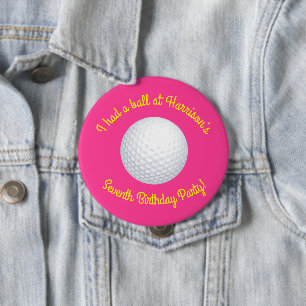 Mini Golf Ball Birthday Party Pink 10 Cm Round Badge