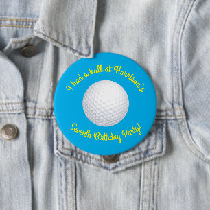 Mini Golf Balls Birthday Party Kids Blue 10 Cm Round Badge