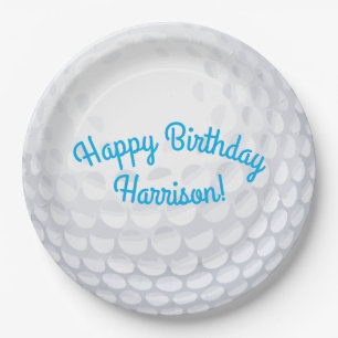Mini Golf Balls Birthday Party Kids Blue Paper Plate