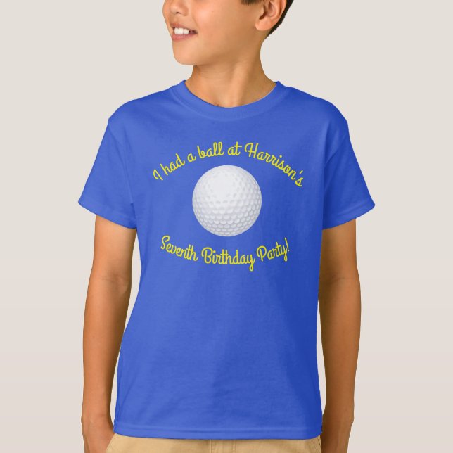 Mini Golf Balls Birthday Party Kids Blue T-Shirt (Front)