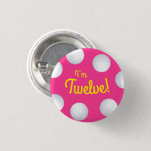 Mini Golf Balls Birthday Party Kids Pink 3 Cm Round Badge