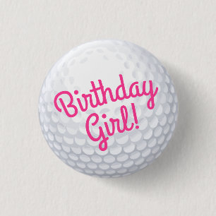 Mini Golf Balls Birthday Party Kids Pink 3 Cm Round Badge