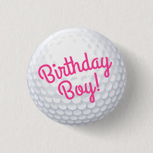 Mini Golf Balls Birthday Party Kids Pink 3 Cm Round Badge