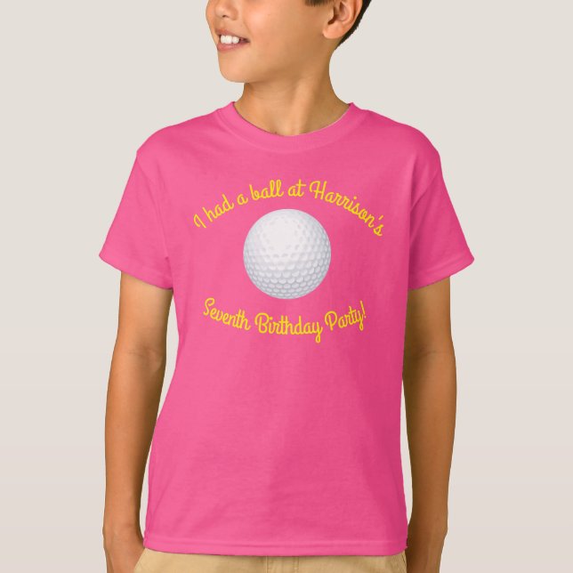 Mini Golf Balls Birthday Party Kids Pink T-Shirt (Front)