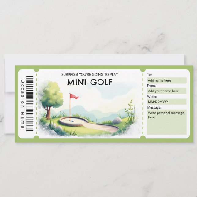 Mini Golf Gift Certificate Invitation (Front)