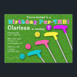 Mini Golf Par-Tee Putt Putt Girl Birthday Invitation<br><div class="desc">Have a roaring good par-tee with this mini golf birthday invitation! Features colourful putters and golf balls on a green turf background.</div>