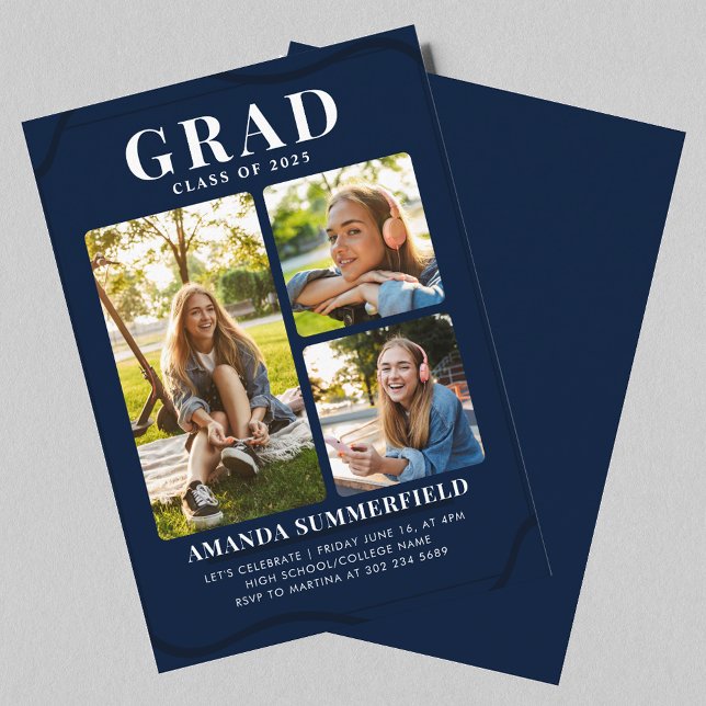 Mini Graduation 3 Photos Party Invitation (Mini Graduation 3 Photos Party Invitation)