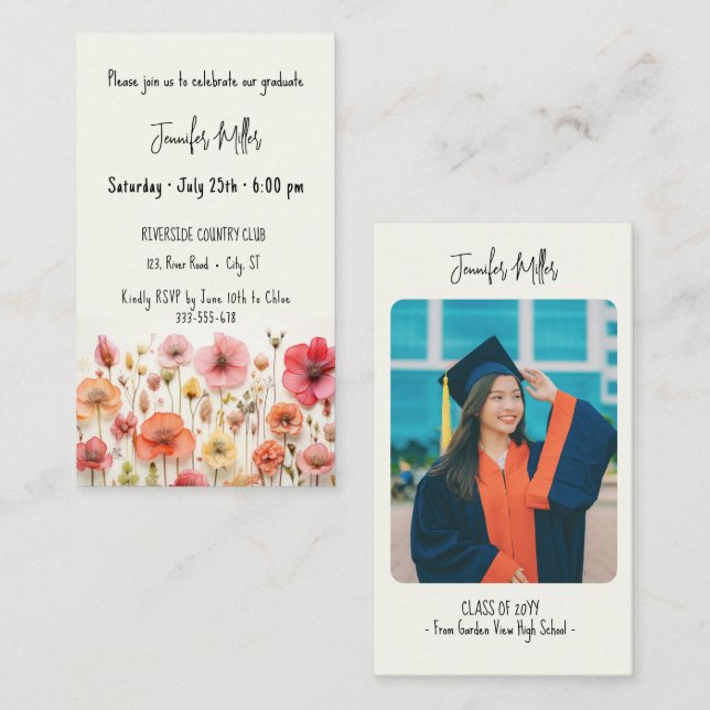 Mini Graduation Party invitation announcement (Front/Back)